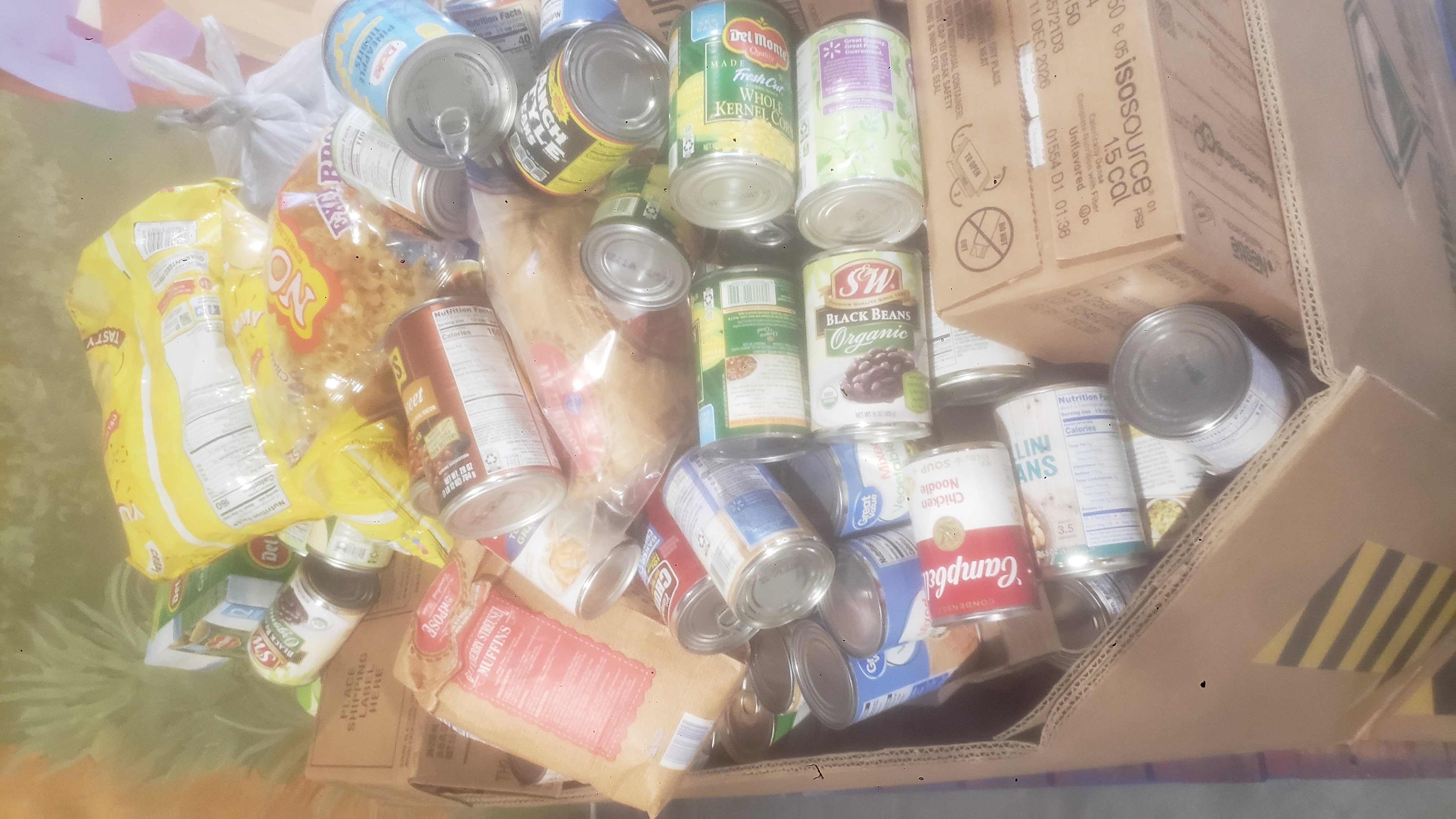 Food in a cardboard container.